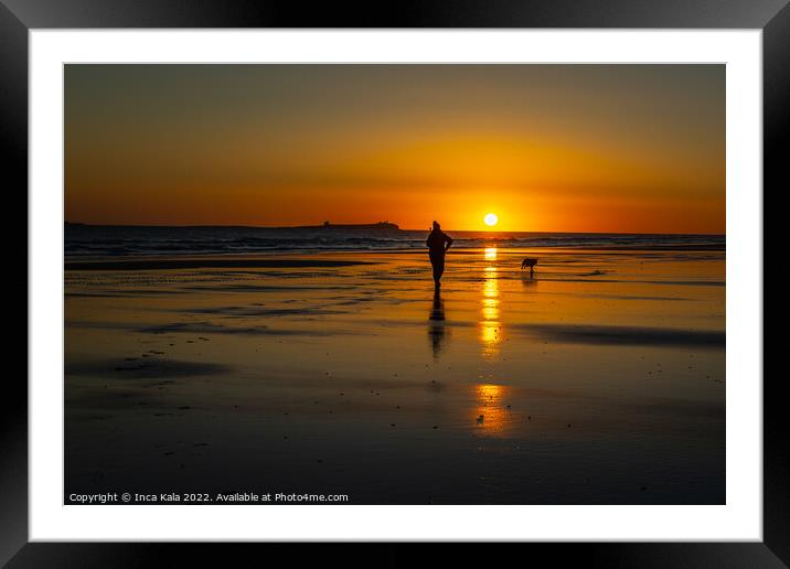 Sunrise Over Bamburgh Beach Framed Mounted Print by Inca Kala