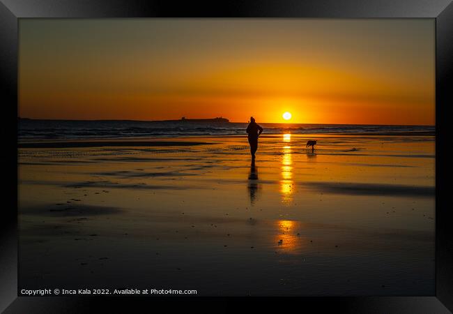 Sunrise Over Bamburgh Beach Framed Print by Inca Kala