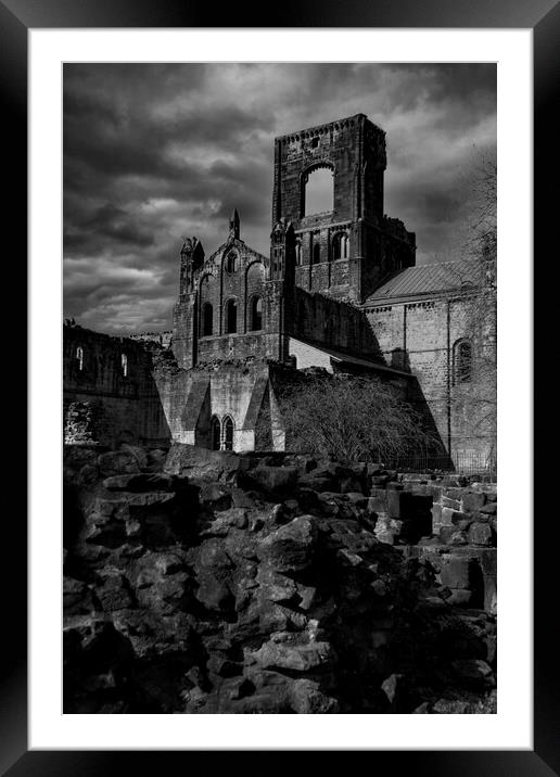 Kirkstall Abbey - Leeds Yorkshire - Mono Framed Mounted Print by Glen Allen