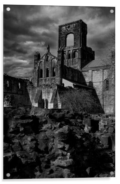 Kirkstall Abbey - Leeds Yorkshire - Mono Acrylic by Glen Allen