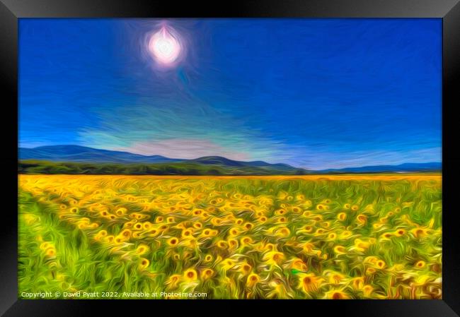 Sunflower Field Of Art      Framed Print by David Pyatt