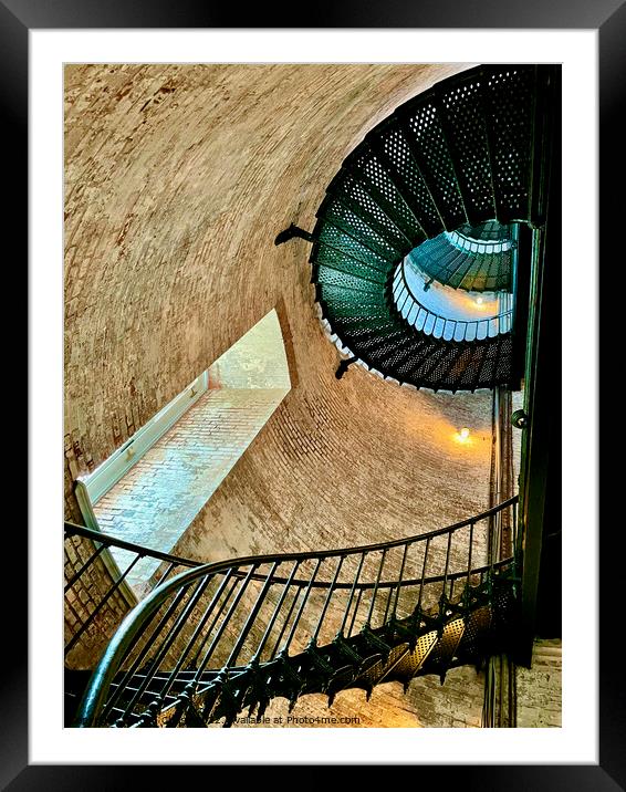 Currituck Beach Lighthouse Staircase (OBX) Framed Mounted Print by John Chase