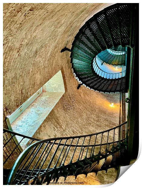 Currituck Beach Lighthouse Staircase (OBX) Print by John Chase