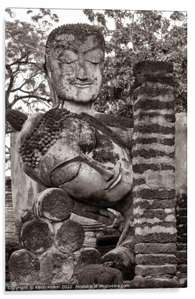 Buddha statues in Khamphaeng Phet Historical Park, Thailand Acrylic by Kevin Hellon