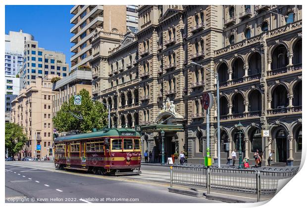 City Circle Tram on Spring Street, Melbourne, Vict Print by Kevin Hellon