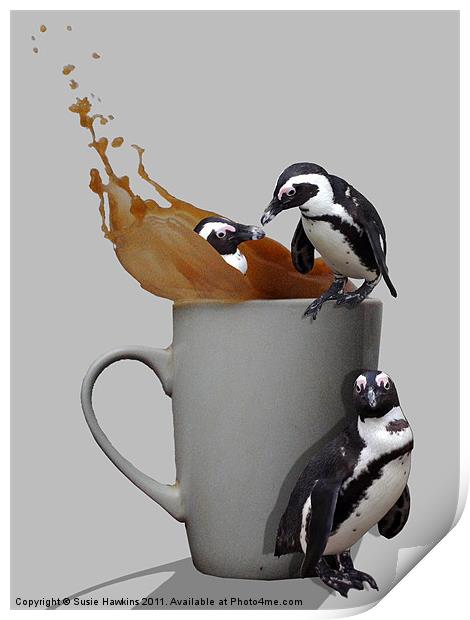 Tea Break - Pick up a penguin Print by Susie Hawkins