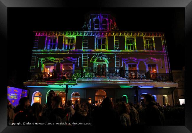 The Pier Hotel in Harwich illuminated at night Framed Print by Elaine Hayward