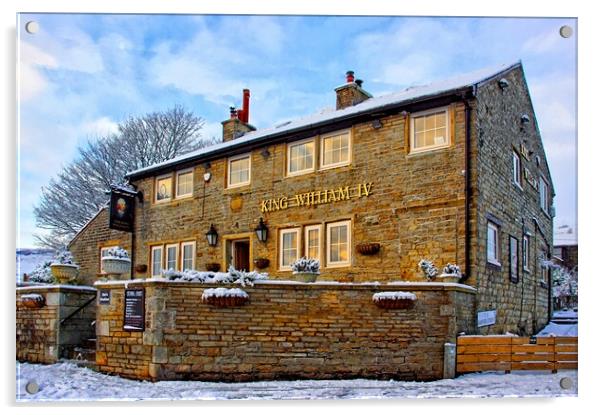 King William IV pub at Littleborough, Lancashire. Acrylic by David Birchall