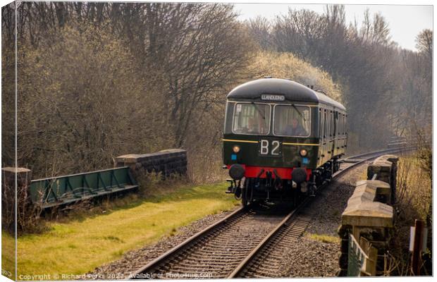Heritage Diesel approaching Burrs Country Park Canvas Print by Richard Perks