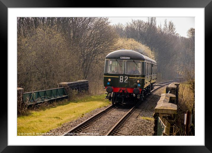 Heritage Diesel approaching Burrs Country Park Framed Mounted Print by Richard Perks