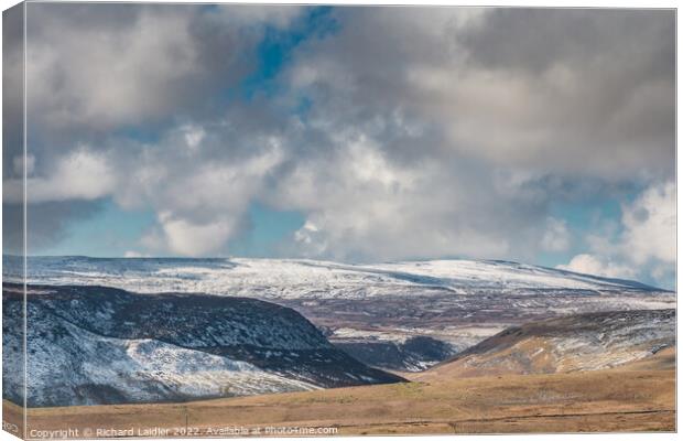 Cronkley Scar, Mickle Fell and Widdybank Fell with a dusting of snow Canvas Print by Richard Laidler