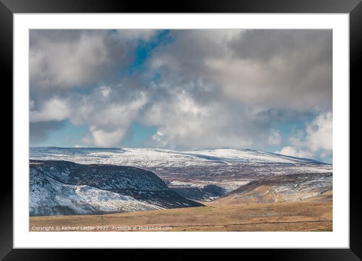 Cronkley Scar, Mickle Fell and Widdybank Fell with a dusting of snow Framed Mounted Print by Richard Laidler
