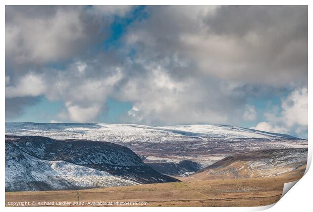 Cronkley Scar, Mickle Fell and Widdybank Fell with a dusting of snow Print by Richard Laidler