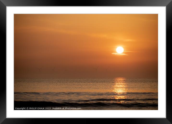 Sunrise and wind turbines at Spurn point 694 Framed Mounted Print by PHILIP CHALK