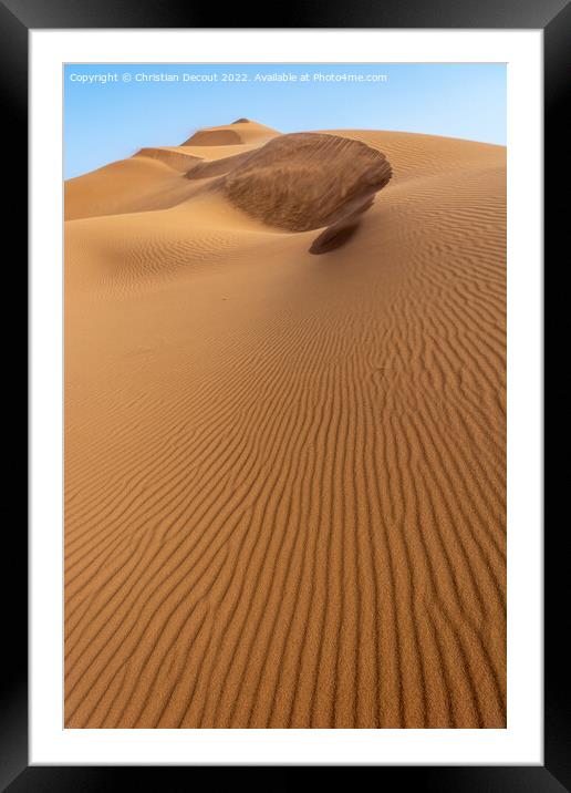 Erg Chebbi, sand desert of Merzouga, southeast of Morocco. Framed Mounted Print by Christian Decout