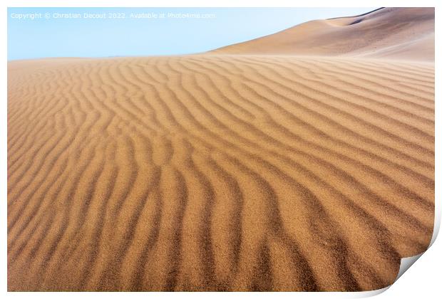 Erg Chebbi, sand desert of Merzouga, southeast of Morocco. Print by Christian Decout