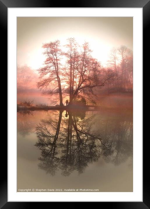 Misty canal side sunrise Framed Mounted Print by Stephen Davis