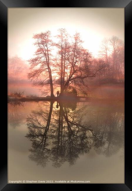 Misty canal side sunrise Framed Print by Stephen Davis