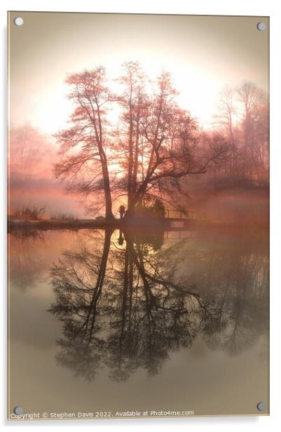 Misty canal side sunrise Acrylic by Stephen Davis