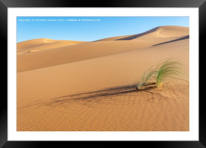 Erg Chebbi, sand desert of Merzouga, southeast of Morocco. Framed Mounted Print by Christian Decout