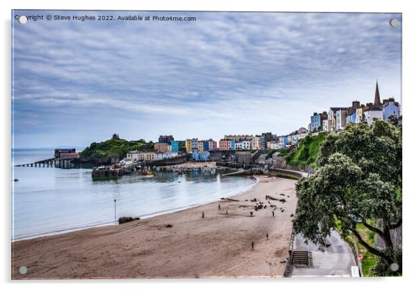 Tenby from the promenade Acrylic by Steve Hughes