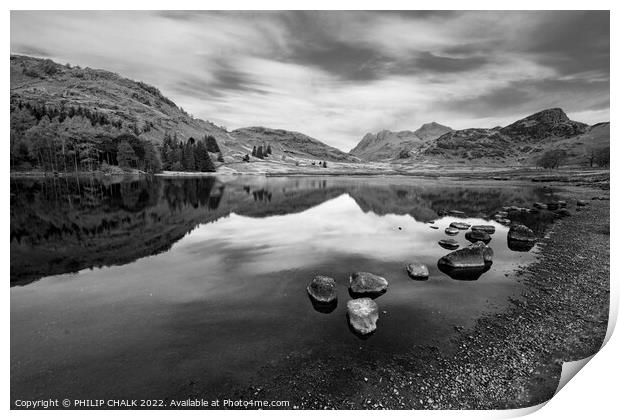 Blea tarn in black and white 696 Print by PHILIP CHALK