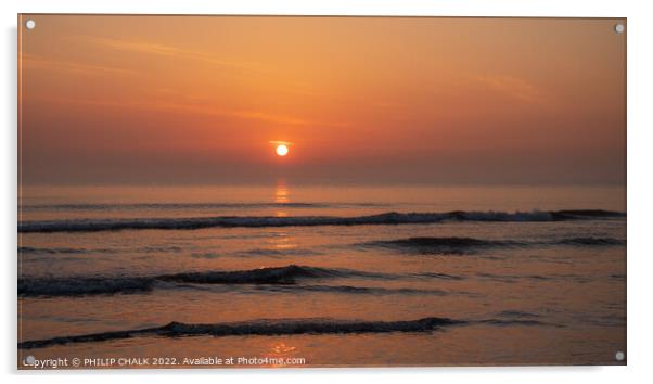 Sunrise over the ocean 697 Acrylic by PHILIP CHALK