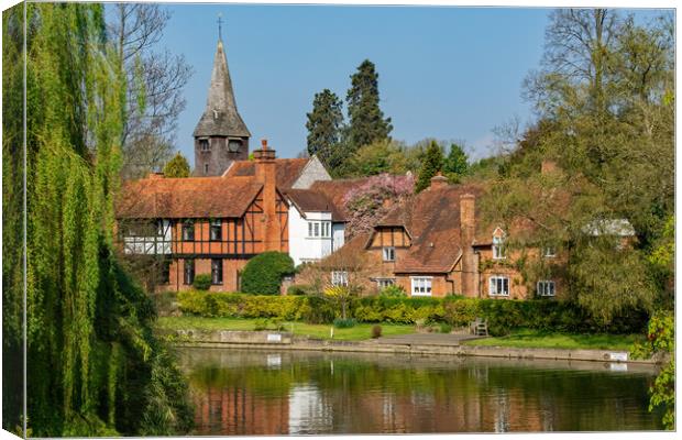 Church Cottages from Whitchurch Bridge Canvas Print by Joyce Storey
