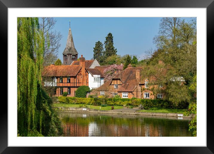 Church Cottages from Whitchurch Bridge Framed Mounted Print by Joyce Storey