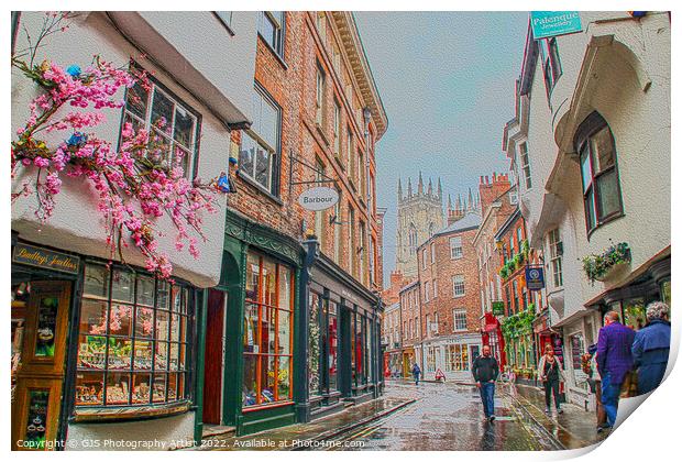 View down Petergate York Print by GJS Photography Artist