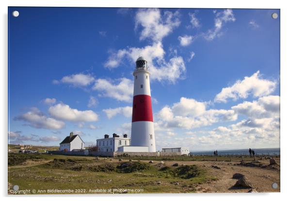 Portland Bill's iconic lighthouse Acrylic by Ann Biddlecombe
