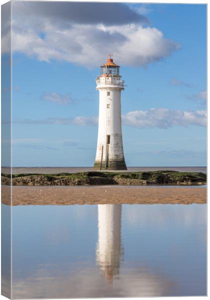 New Brighton Lighthouse reflections Canvas Print by Jason Wells