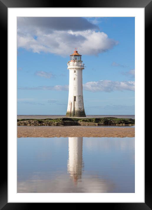 New Brighton Lighthouse reflections Framed Mounted Print by Jason Wells