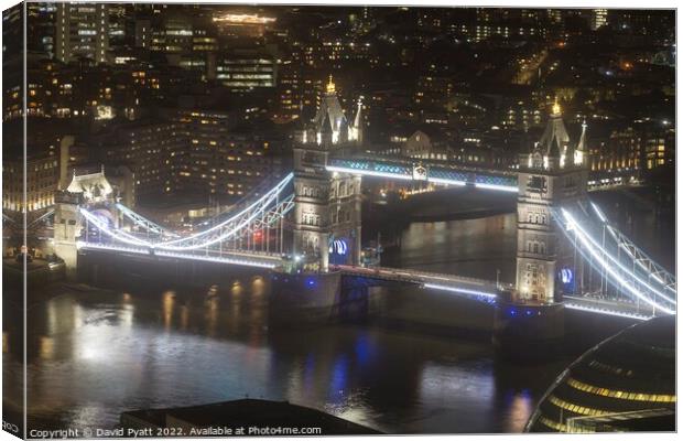 Tower Bridge Night Vista Canvas Print by David Pyatt