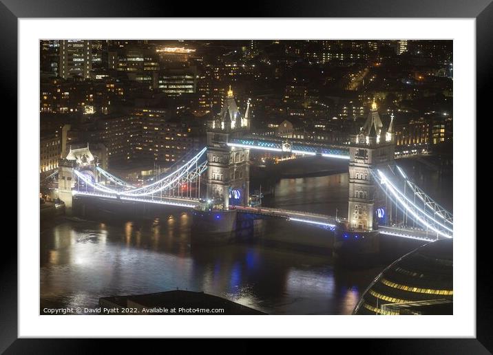 Tower Bridge Night Vista Framed Mounted Print by David Pyatt