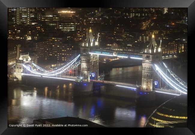 Tower Bridge Night Vista Framed Print by David Pyatt