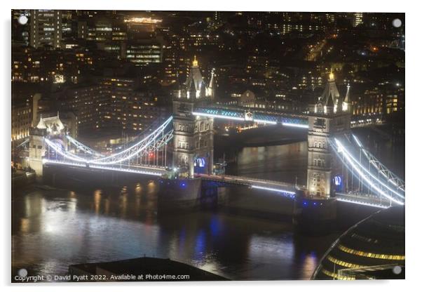 Tower Bridge Night Vista Acrylic by David Pyatt