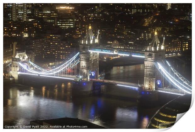 Tower Bridge Night Vista Print by David Pyatt