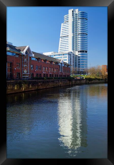 Bridgewater Place and River Aire in Leeds  Framed Print by Darren Galpin