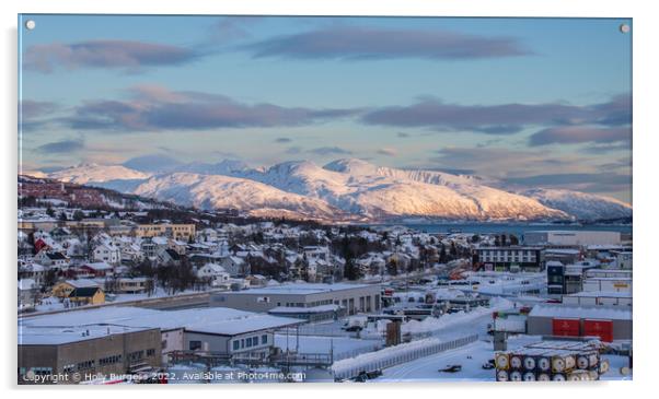 Arctic Twilight Over Tromsø City Acrylic by Holly Burgess