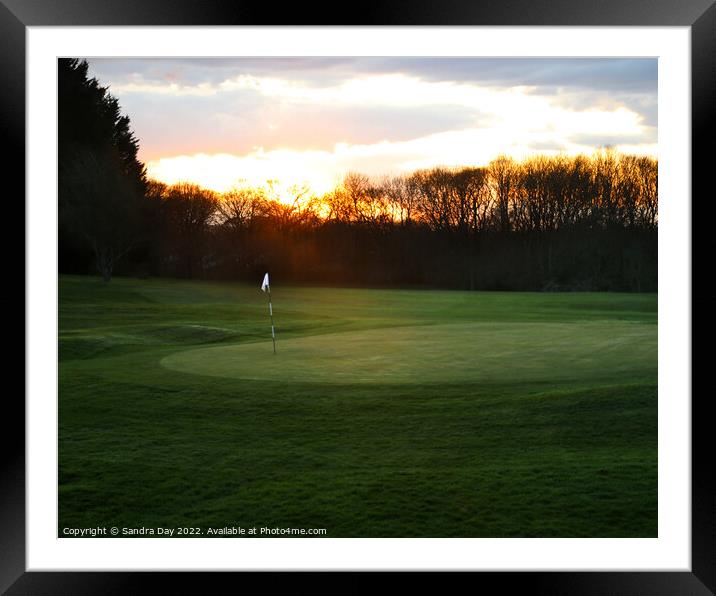 18th Hole Sunset Framed Mounted Print by Sandra Day