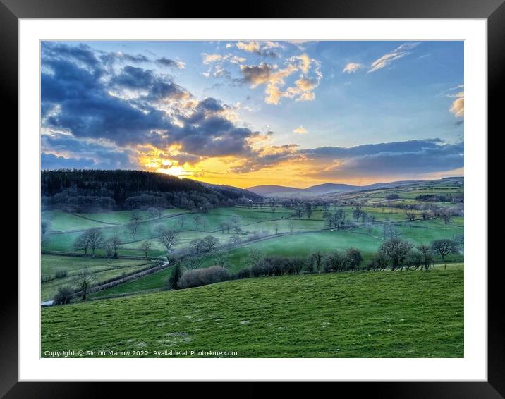 Mist gathering in a South Shropshire valley Framed Mounted Print by Simon Marlow