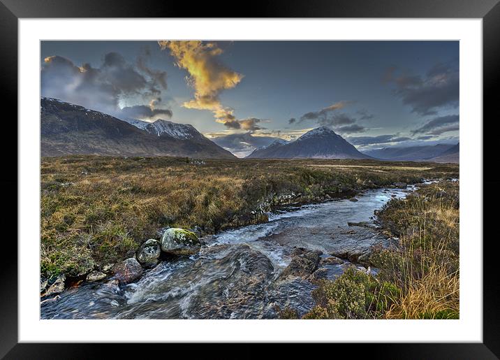 Rapids, River Etive, dusk Framed Mounted Print by Gary Eason