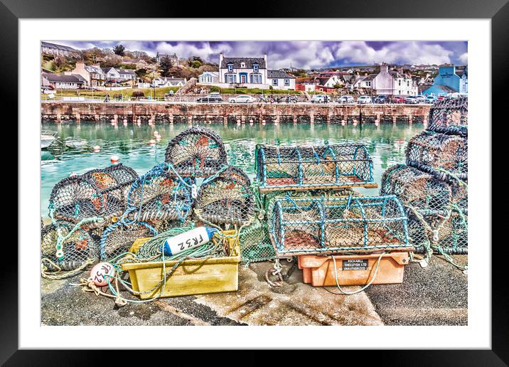 Portpatrick Fishing Creels  Framed Mounted Print by Valerie Paterson