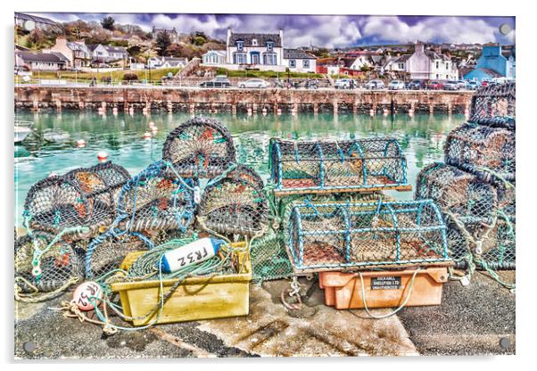 Portpatrick Fishing Creels  Acrylic by Valerie Paterson