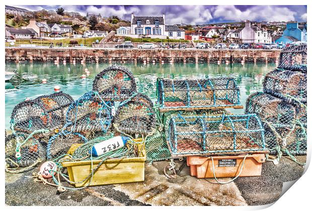 Portpatrick Fishing Creels  Print by Valerie Paterson