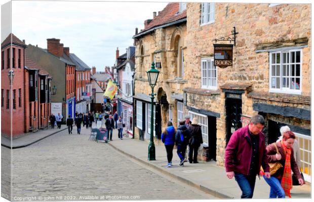 Steep Hill, Lincoln, Lincolnshire, UK. Canvas Print by john hill
