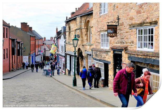 Steep Hill, Lincoln, Lincolnshire, UK. Print by john hill