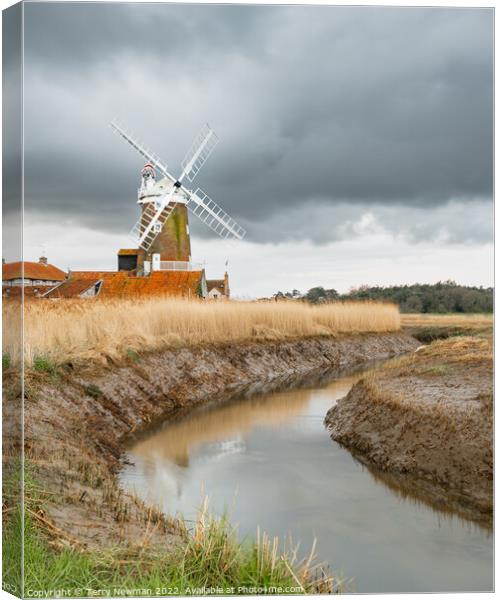 Majestic Cley Windmill on a Winter Morning Canvas Print by Terry Newman