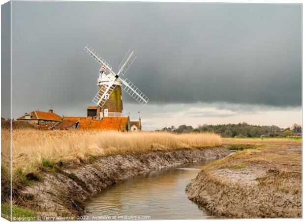 Majestic Cley Windmill on a Winter Morning Canvas Print by Terry Newman